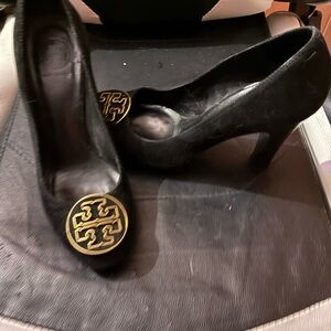 Jimmy Choo Black Heels with Gold Emblem
